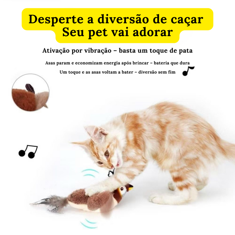 Pet Pássaro Brinquedo Interativo de Pelúcia que simula a caça - Deixe seu pet feliz e ativo, mesmo quando você estiver fora! 🐶😺