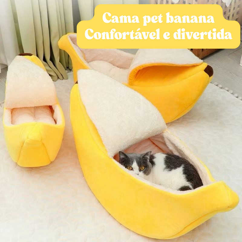 Cama temática banana da Bem Pets - o ninho mais divertido e aconchegante do seu melhor amigo!