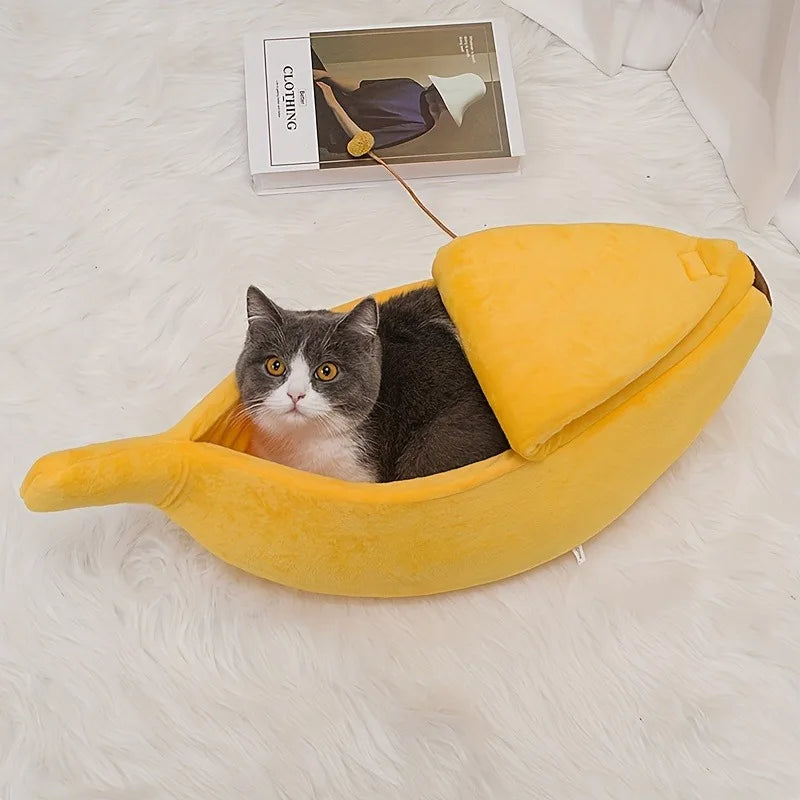 Cama temática banana da Bem Pets - o ninho mais divertido e aconchegante do seu melhor amigo!