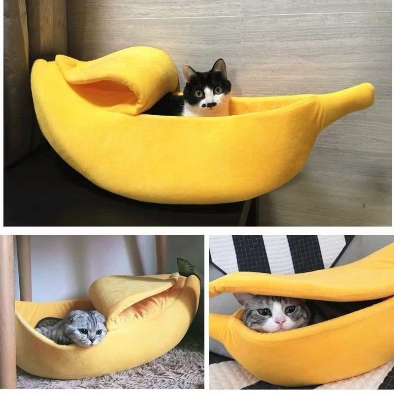 Cama temática banana da Bem Pets - o ninho mais divertido e aconchegante do seu melhor amigo!